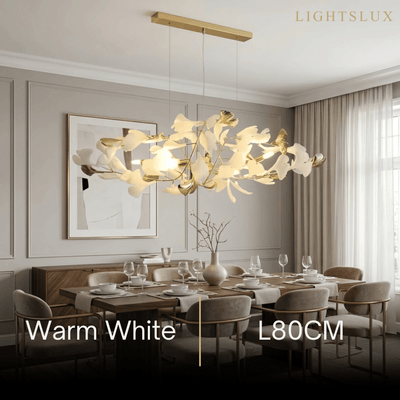 Velora Minimalist Ginkgo Leaf Chandelier -- Iron & Glass for Dining Room
