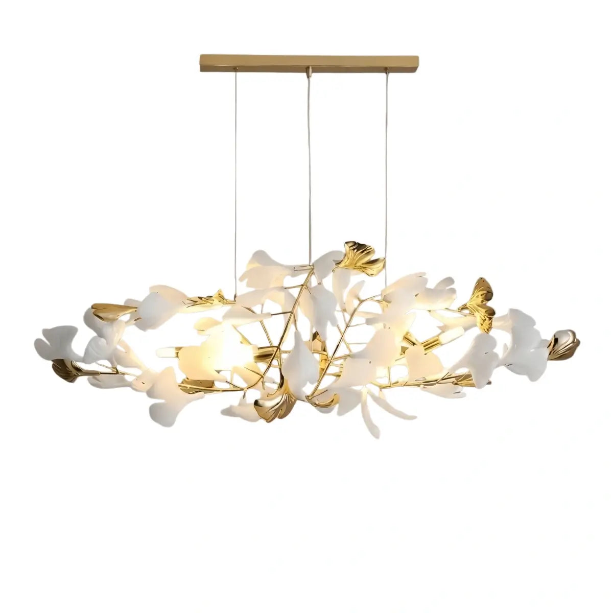 Velora Minimalist Ginkgo Leaf Chandelier -- Iron & Glass for Dining Room