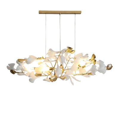 Velora Minimalist Ginkgo Leaf Chandelier -- Iron & Glass for Dining Room