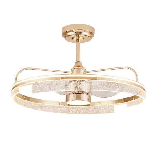 Excelis Luxury Ceiling Fan Lamp with LED -- Gold Aluminum & Acrylic for Living Room Dining Room