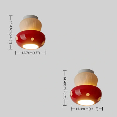 Vivara Retro Mushroom Ceiling Light -- Ceramic Red/Black for Bedroom