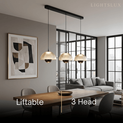 Velora Artistic Pendant Light -- Iron & Aluminum with Acrylic Shade, Pearl Black for Bedroom Dining Room