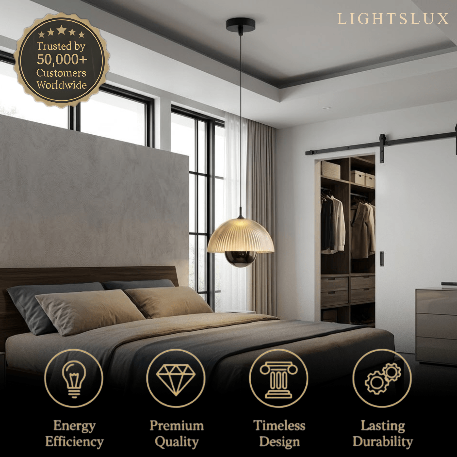 Velora Artistic Pendant Light -- Iron & Aluminum with Acrylic Shade, Pearl Black for Bedroom Dining Room