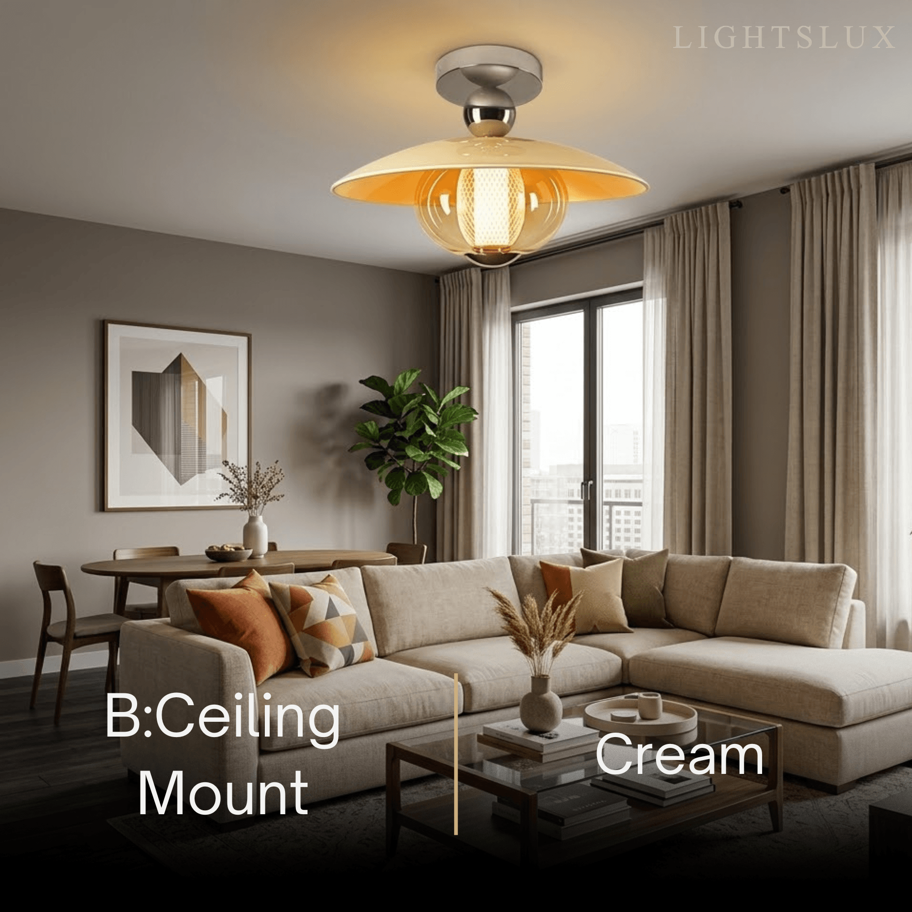 Irondale Vintage French Cream Ceiling Light -- Glass & Iron for Hallway