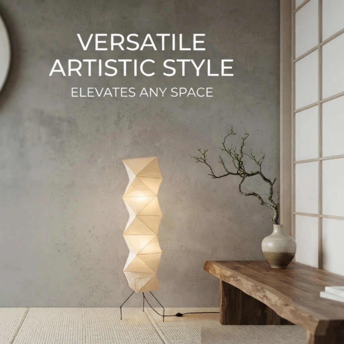 Floor Lamp -- Metal & Paper Milk White  for Bedroom