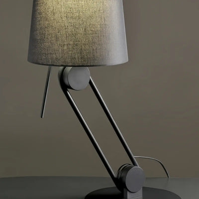Irondale Minimalist Table Lamp -- Metal & Fabric Black Details