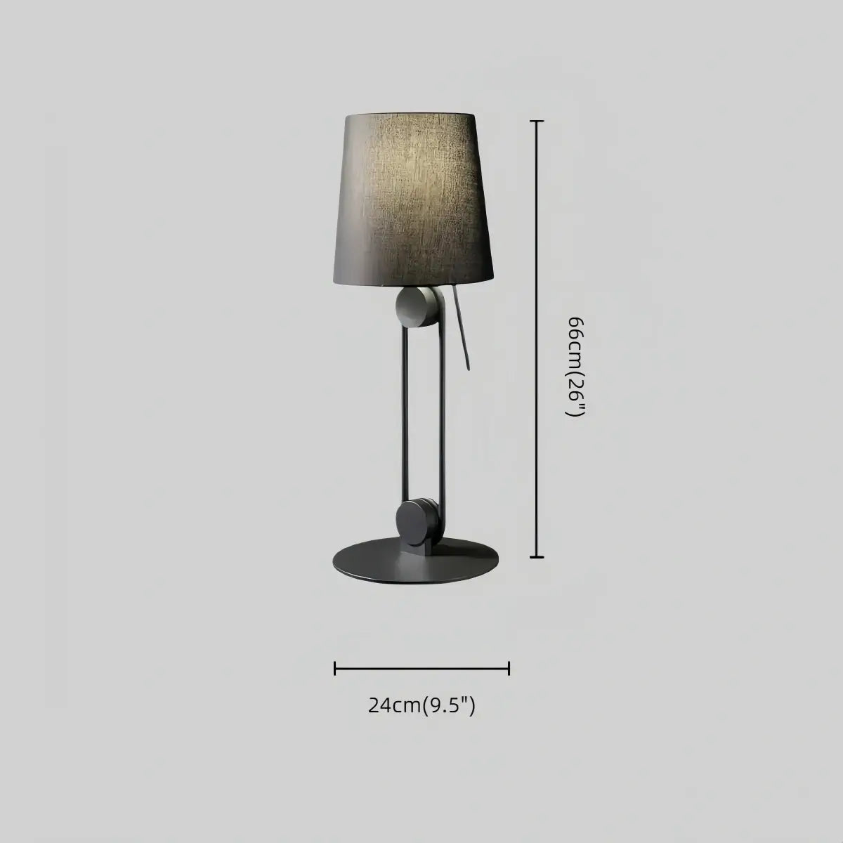 Irondale Minimalist Table Lamp -- Metal & Fabric Black Size
