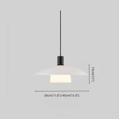 Vetro Minimalist Glass Pendant Lamp -- Black/White Metal for Dining Room Size