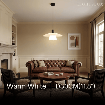 Minimalist Glass Pendant Lamp -- Black/White Metal for Living Room