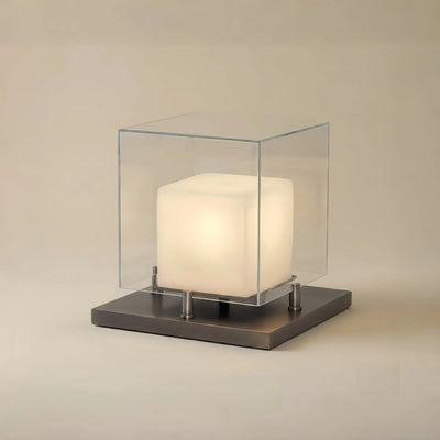 Alba Designer Table Lamp -- Glass & Alabaster with Stainless Steel for Living Room