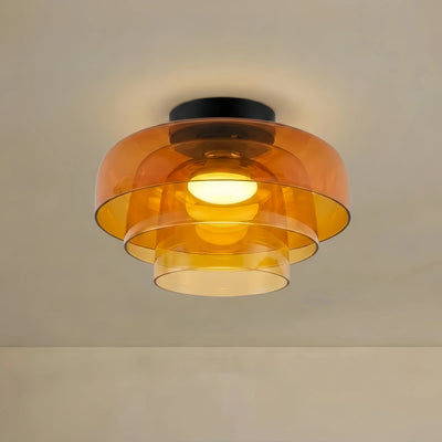 Vetro Modern Glass Ceiling Light - Green/Orange Bowl Design for Hallway