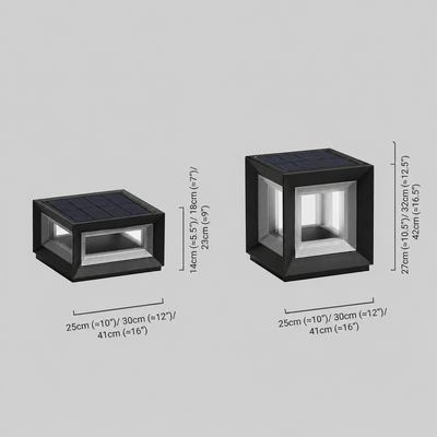 Arcato Modern LED Outdoor Pillar Lights - Black Metal Cube Design
