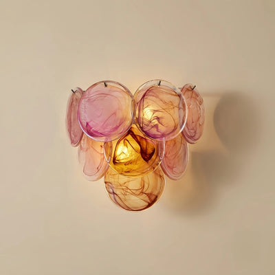 Vetro Art Deco Glass Wall Lamp -- Iron Body Pink/Green/White Finish for Living Room