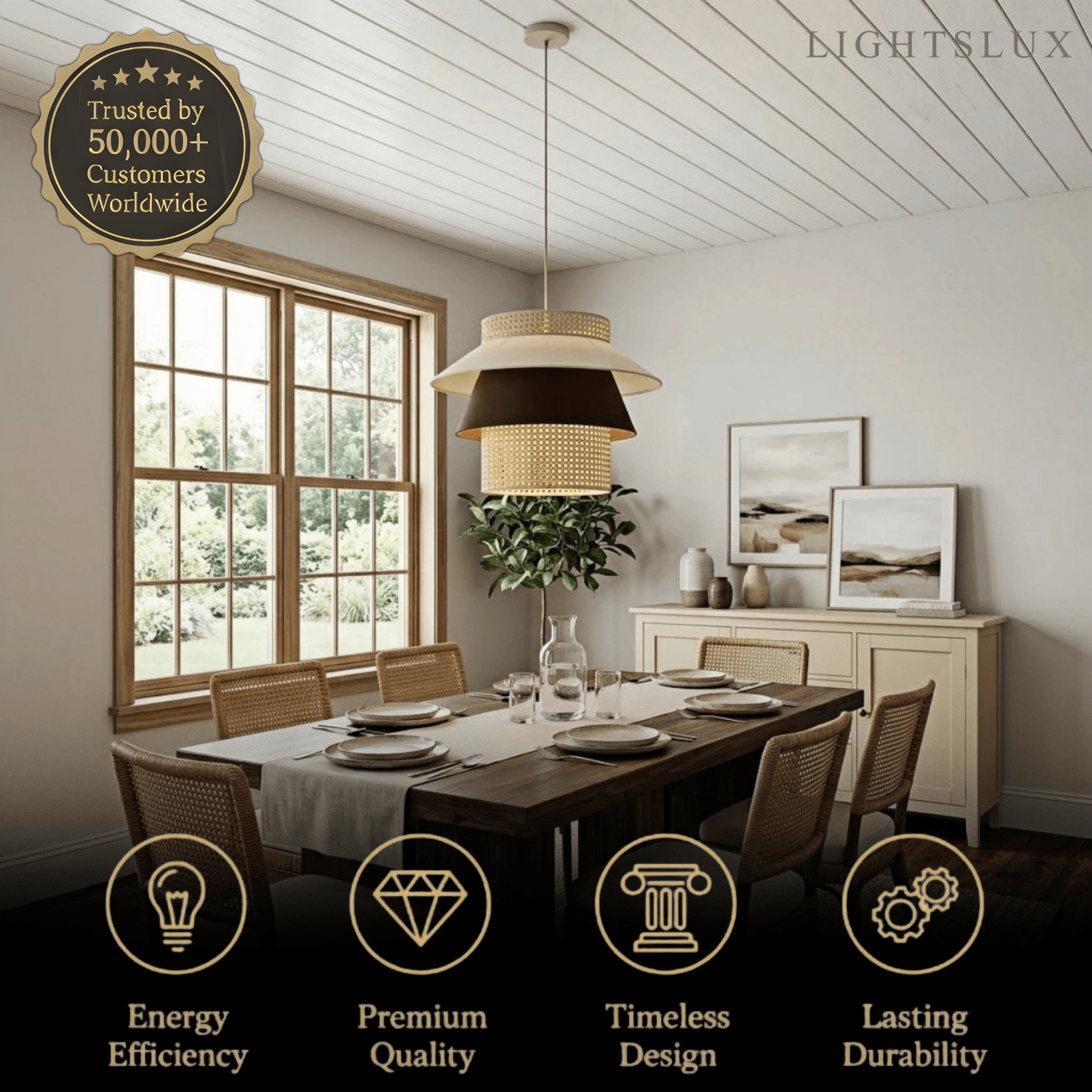 Bamburo Farmhouse Cylinder Pendant Lamp