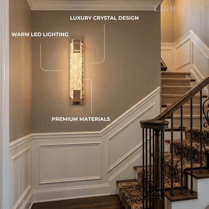 Luxury Wall Lamp – Gold Crystal Rectangular Bedroom
