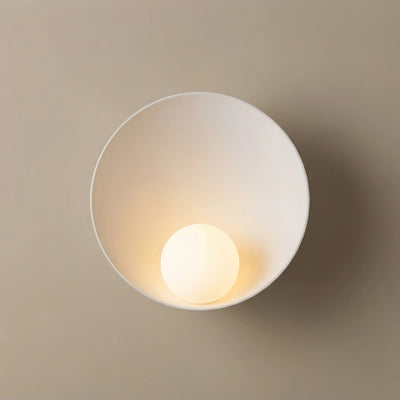 Zenno Minimalist Rustic Bowl Wall Lamp — Natural Resin & Metal with Warm Glow Bedroom