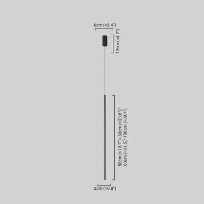  Linear Pendant Light – Black Metal Lamp for Bedroom
