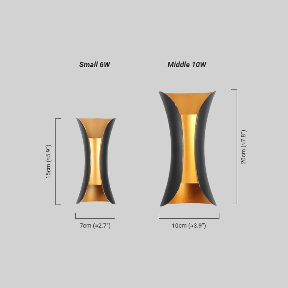 Modern Curved Outdoor Wall Mounted Led Light Dimension