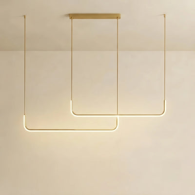Arcato Minimalist Linear Pendant Light – Gold Metal/Acrylic for Dining Room