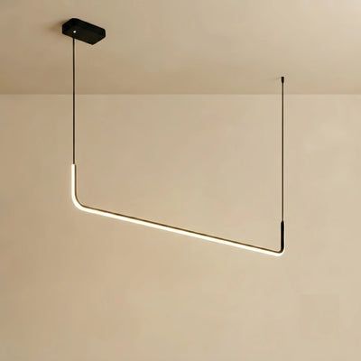 Minimalist Linear Pendant Light – Black Metal/Acrylic for Dining Room