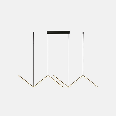  Minimalist Pendant Light - Wavy Linear Metal Lamp for Dining Room