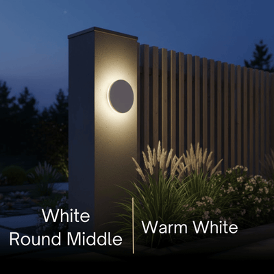 Solara Minimalist LED Outdoor Wall Lamp – Black/White Round/Square Porch Sensor Light
