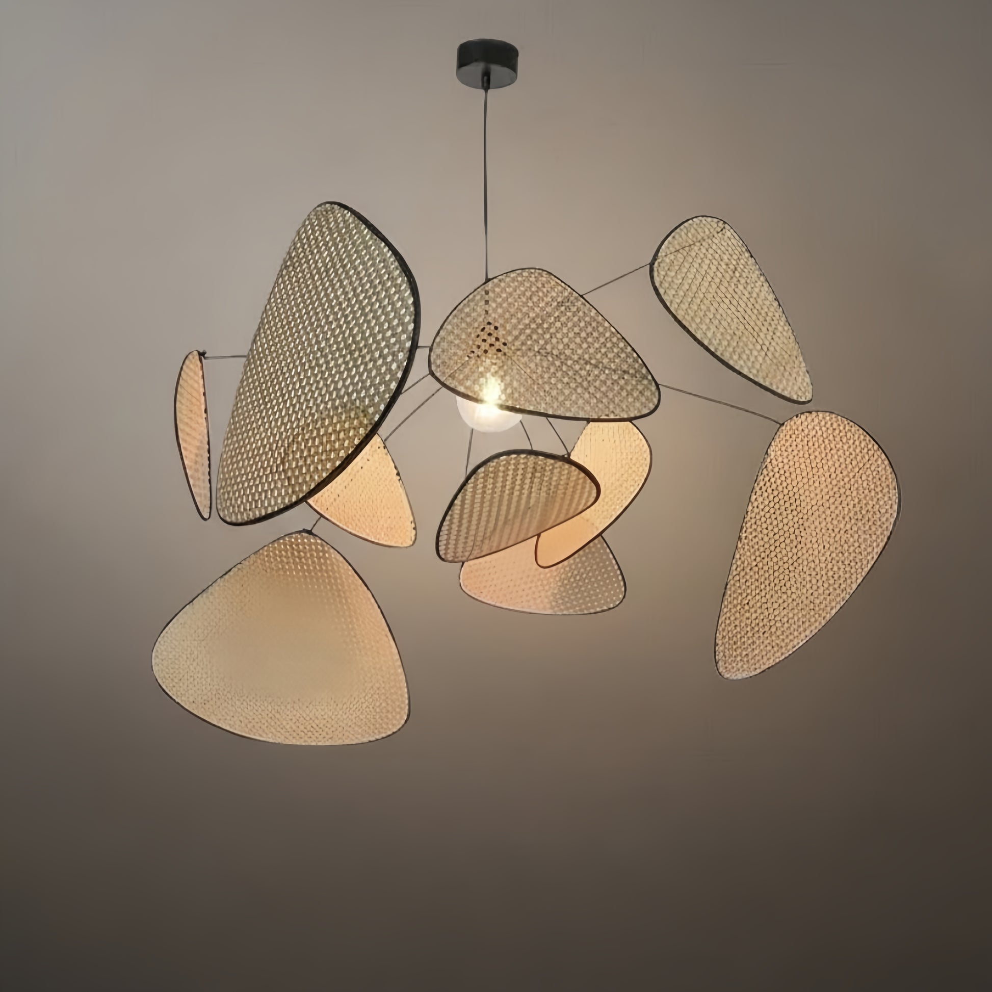 Zenno Art Deco Designer Rattan Chandelier 
