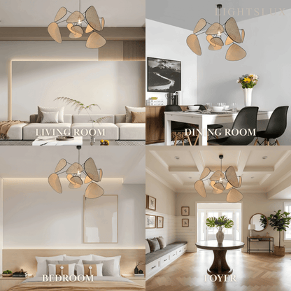 Zenno Art Deco Designer Rattan Chandelier 