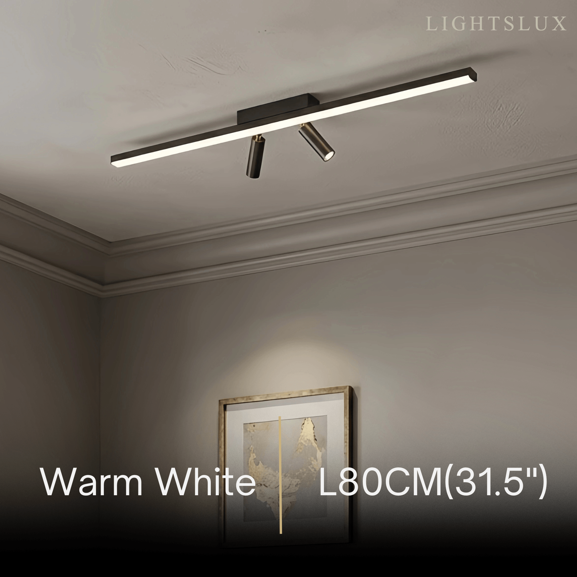 Arcato Minimalist Linear Ceiling Light – Black Metal Fixture for Living Room/Bedroom