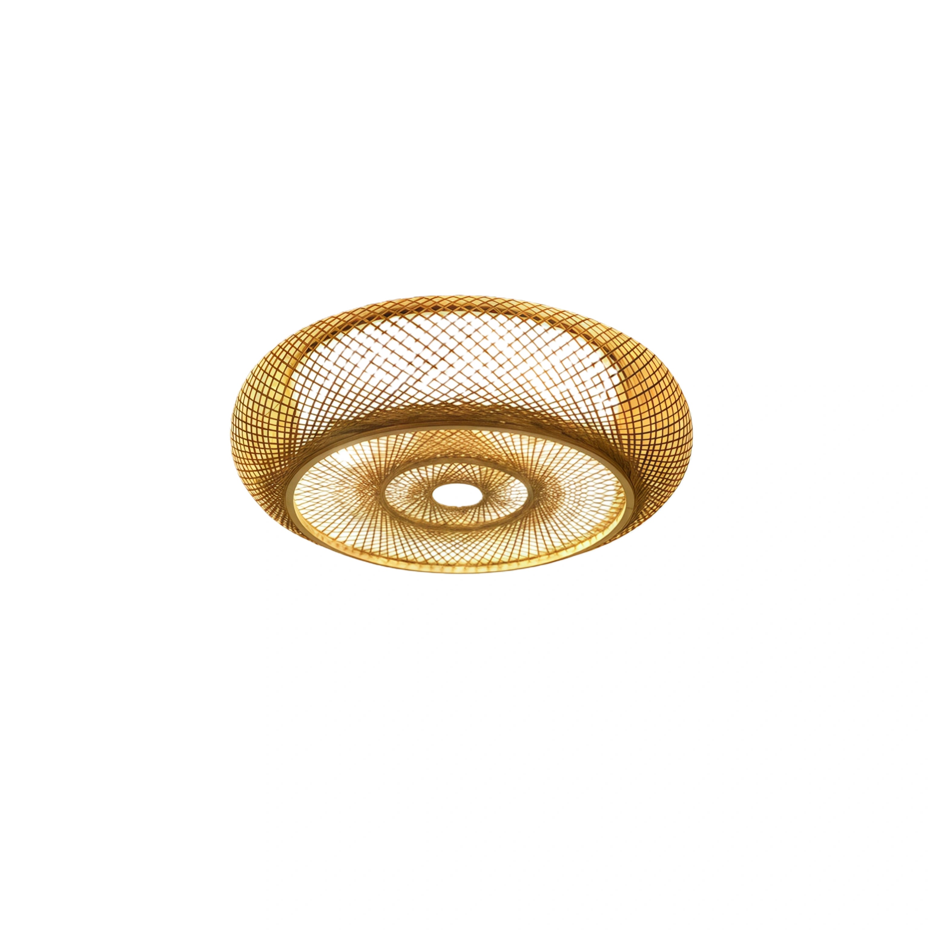 Bamboo Ceiling Light — Round Rattan Woven