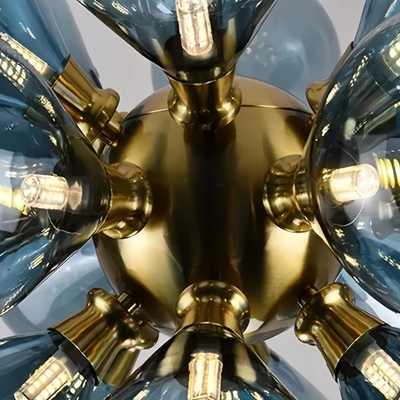 Art Deco Bubble Chandelier – Blue/Purple/White Glass for Living Room