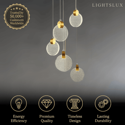 Excelis Art Deco Round – Pendant Light Gold Metal/Crystal for Dining Room