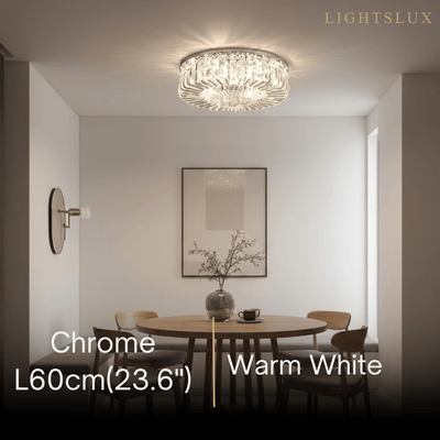 Excelis Royal Round LED Ceiling Light – Chrome/Gold Finish for Living Room/Bedroom