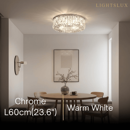 Excelis Royal Round LED Ceiling Light – Chrome/Gold Finish for Living Room/Bedroom
