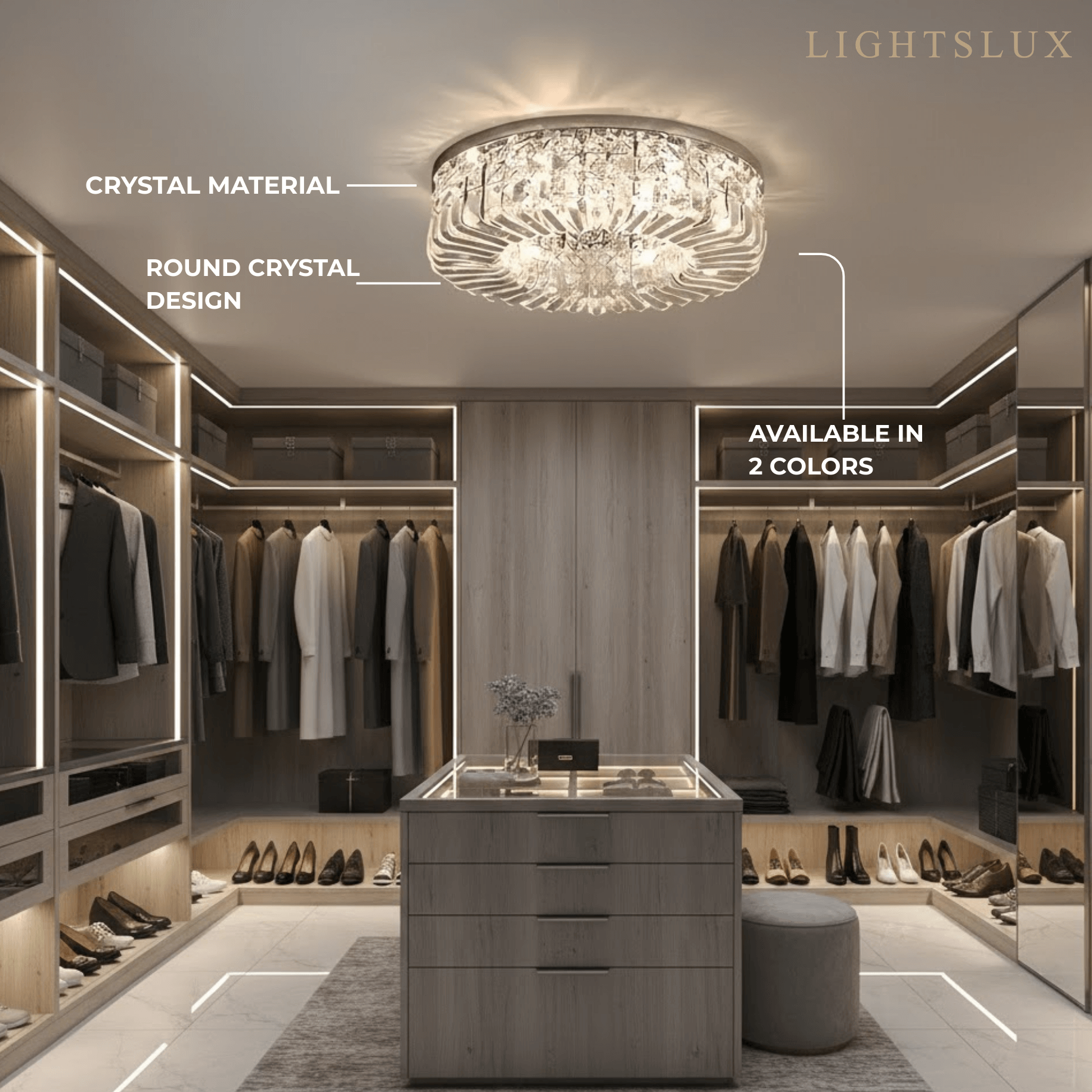 Royal Round LED Ceiling Light – Chrome/Gold Finish for Living