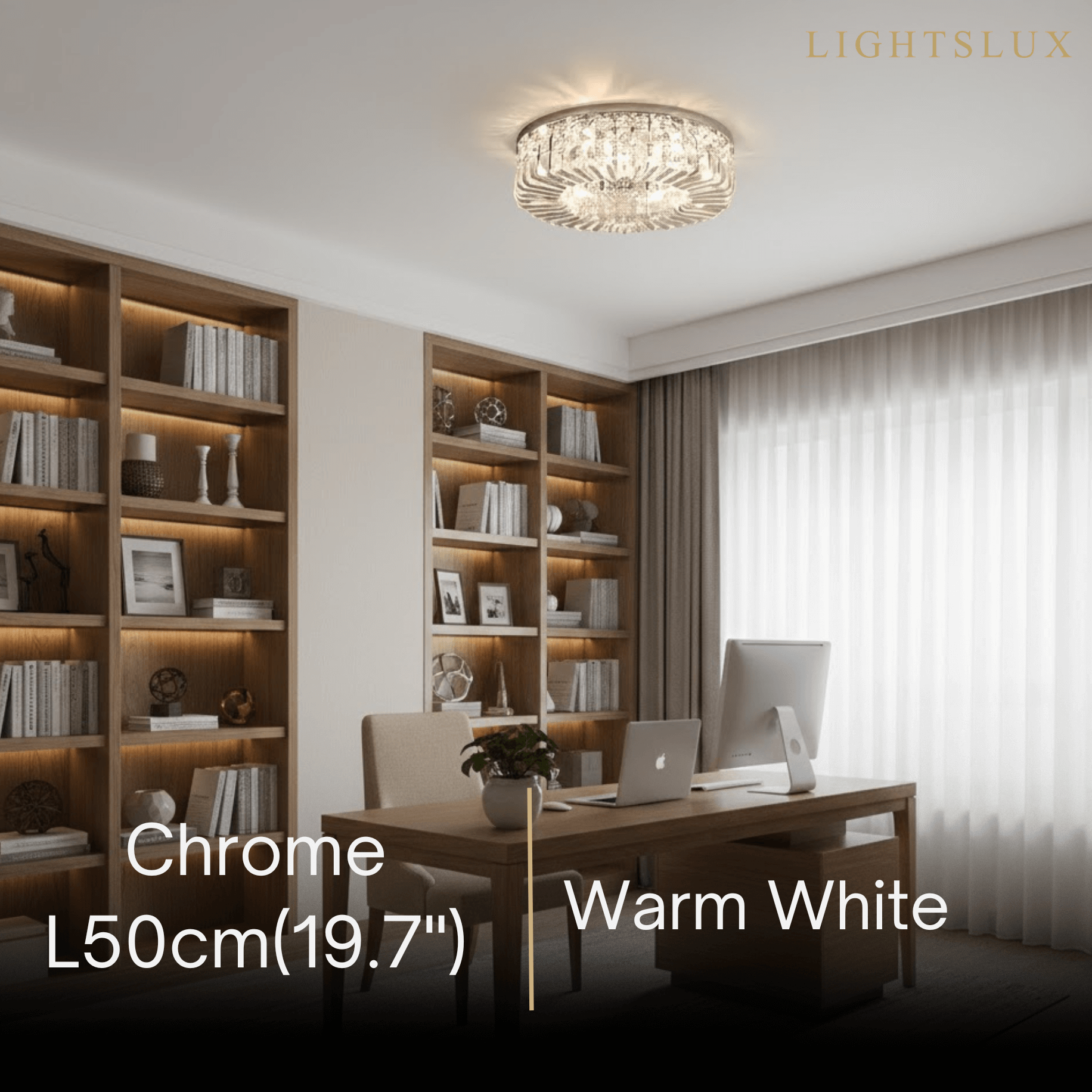 Royal Round LED Ceiling Light – Chrome/Gold Finish for Living