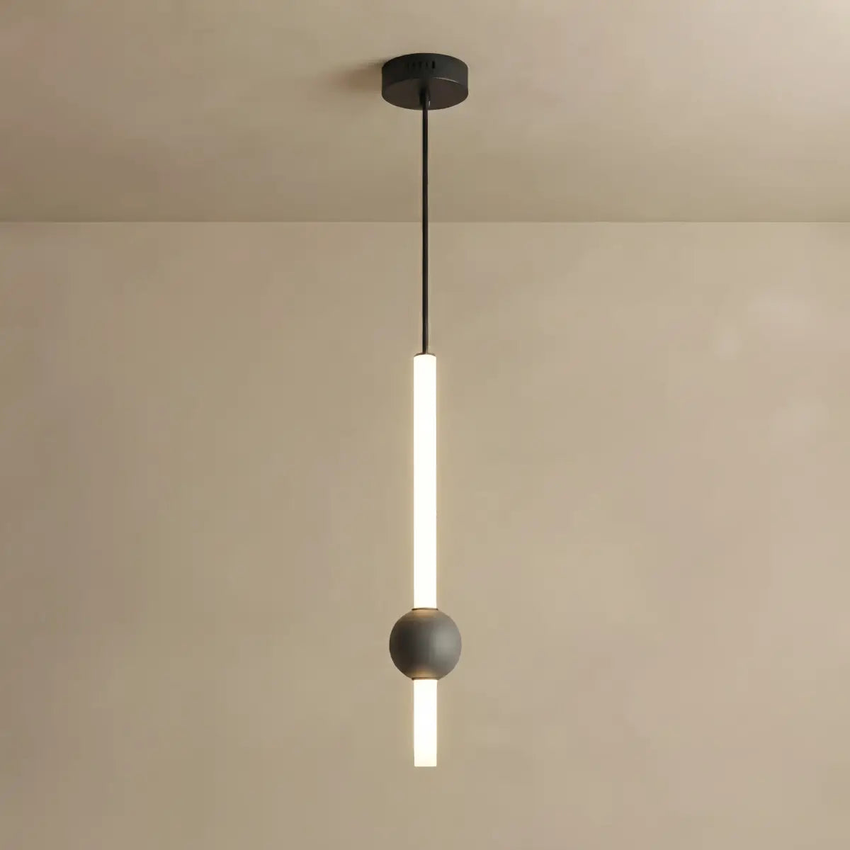 Arcato Modern Linear Globe Pendant Light - White/Black Metal for Bedroom/Living Room