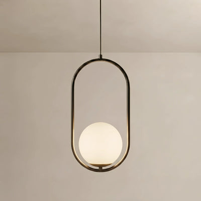Arcato Modern Oval Pendant Light - Black/Gold Metal/Glass for Living Room