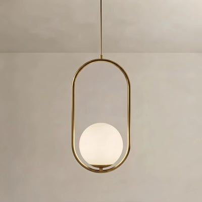 Arcato Modern Oval Pendant Light - Black/Gold Metal/Glass for Living Room