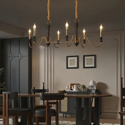 Irondale Vintage Iron Chandelier – Glass Shade Multi-Light Fixture for Living Room
