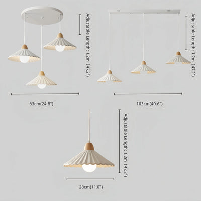 Crema Modern Wood & Ceramic Pendant Light — Brown Conical Shade for Dining Room