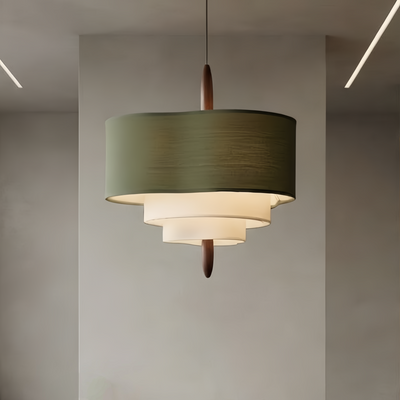 Zenno Modern Fabric Pendant Light – White or Green for Dining Room