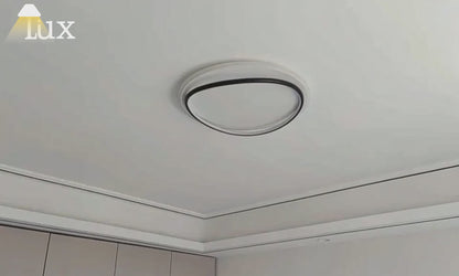 Velora Modern Ring Ceiling Light — Dimmable White/Black Metal for Study Room