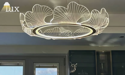Excelis Modern Metal/Acrylic Chandelier - Petal Shaped Gold for Living Room