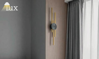 Arcato Modern Linear Wall Lamp - Black/Gold Metal for Living Room