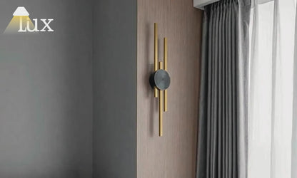 Arcato Modern Linear Wall Lamp - Black/Gold Metal for Living Room