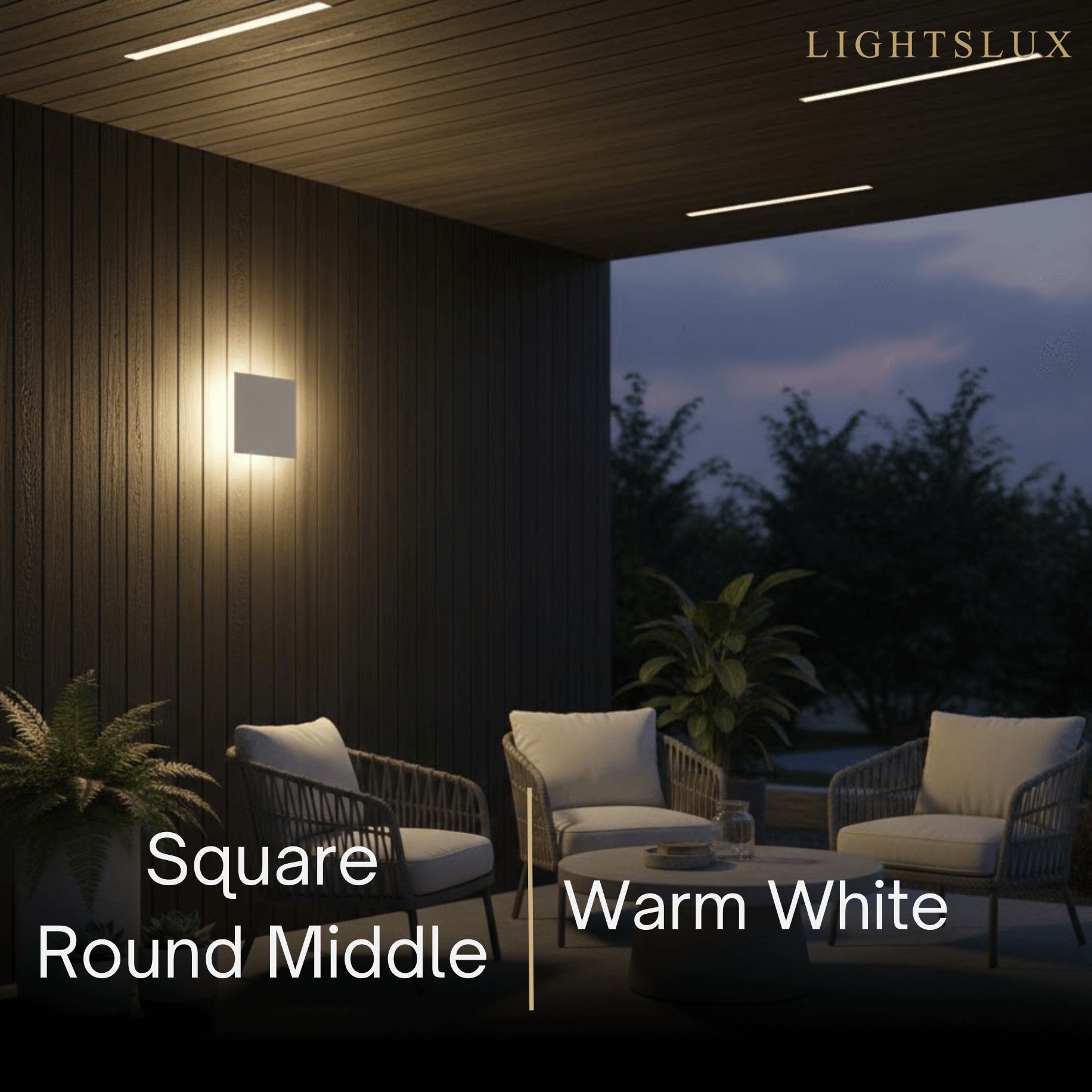 Solara Minimalist LED Outdoor Wall Lamp – Black/White Round/Square Porch Sensor Light
